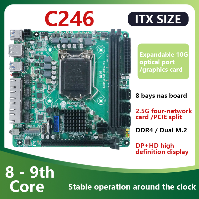 Nas Motherboard 8 Sata Mini Itx - Placa-mãe C246 ITX NAS Suporta CPU