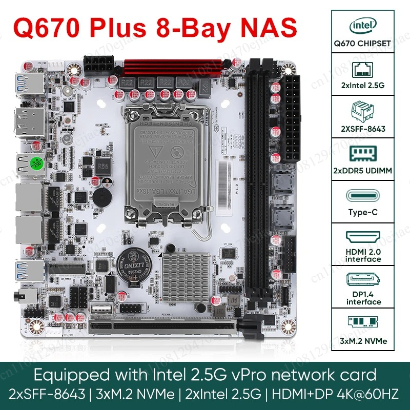 Placa-Mãe Mini-ITX NAS Q670 |  - Nas Motherboard 8 Sata Mini Itx avaliação e preço