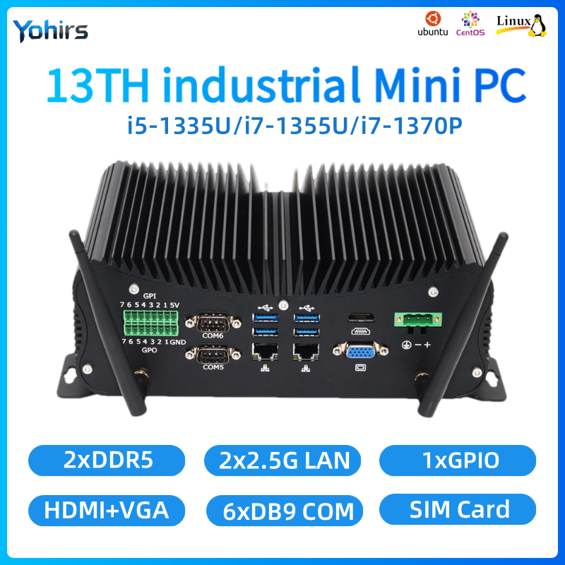 13th fanless mini pc industria - Fanless Industrial Pc Rs485 Core I7 avaliação e preço