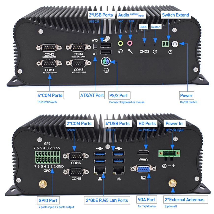 13th fanless mini pc industria - Fanless Industrial Pc Rs485 Core I7 avaliação e preço