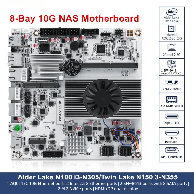 Placa-mãe ITX 8-Bay 10G NAS In - Nas Motherboard 8 Sata Mini Itx avaliação e preço