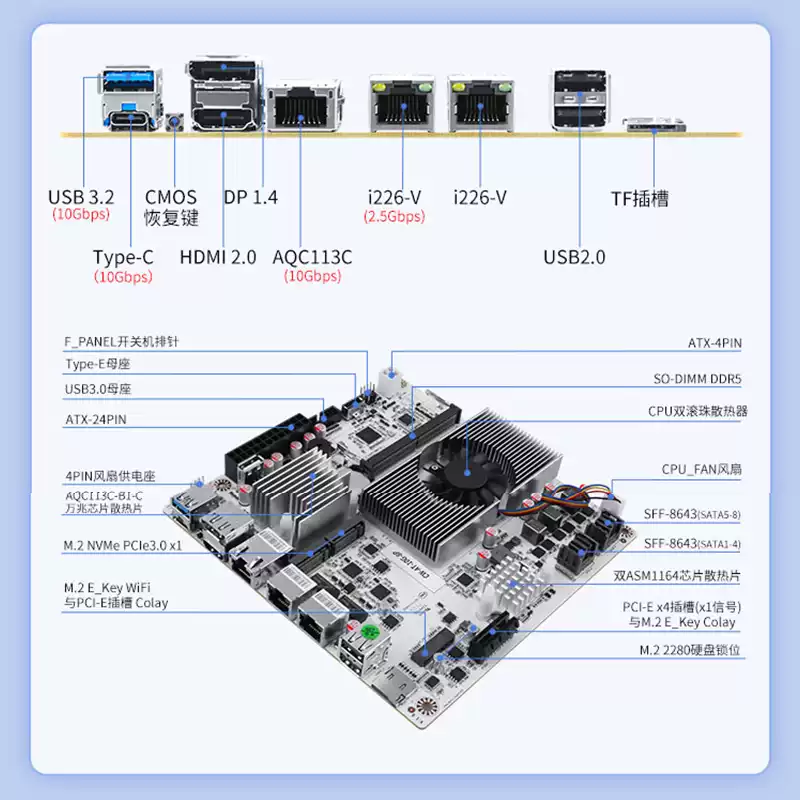 Placa-Mãe NAS de 8 Baias com C - Nas Motherboard 8 Sata Mini Itx avaliação e preço