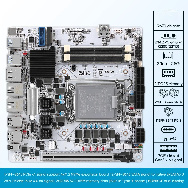 Placa-mãe nas de 12/13/14a ger - Lga1700 Itx Motherboard Ddr5 avaliação e preço