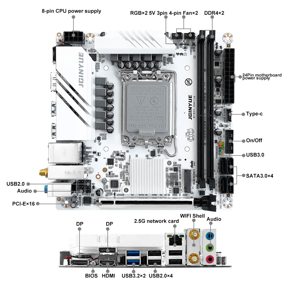 Placa-Mãe JGINYUE B760 LGA 170 - Lga1700 Itx Motherboard Ddr5 avaliação e preço